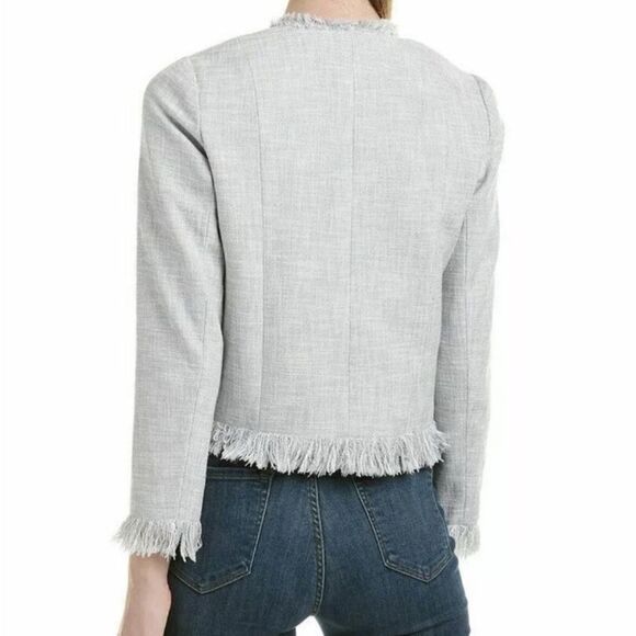 Rebecca Taylor Slub Suiting Jacket - Dove Grey - Size 4 - Picture 2 of 9